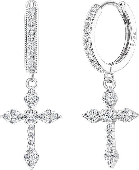 boucle-oreille-croix-femme-argent