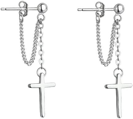 boucle-oreille-croix-pendante